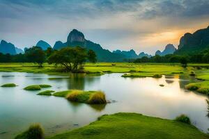 le li rivière dans Chine. généré par ai photo