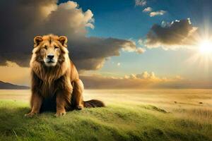 le Lion est le Roi de le jungle. généré par ai photo