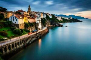 le ville de castelnuovo sul mar, Italie. généré par ai photo