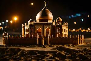 une modèle de une taj mahal à nuit. généré par ai photo