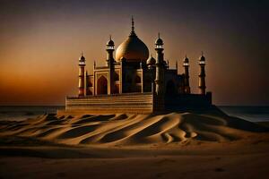 le taj mahal est une magnifique bâtiment dans le désert. généré par ai photo