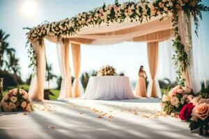 le mariage de la personne et la personne à le ritz Carlton, cabo san Lucas. généré par ai photo