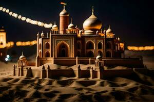 une modèle de une le sable Château dans le désert. généré par ai photo
