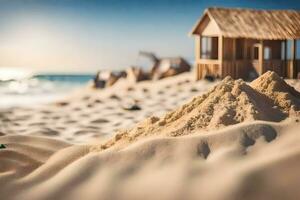 une le sable Château sur le plage. généré par ai photo