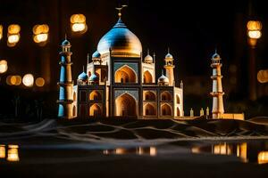 une modèle de le taj mahal à nuit. généré par ai photo