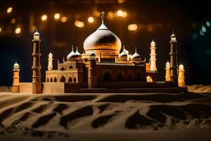une modèle de une mosquée dans le désert. généré par ai photo