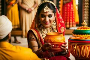 Indien mariage traditions et douane. généré par ai photo