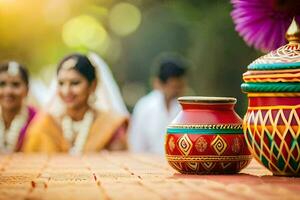 Indien mariage décoration idées. généré par ai photo