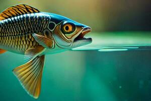 une poisson avec une longue queue et une gros bouche. généré par ai photo