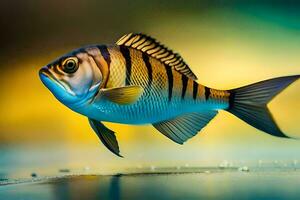 une poisson avec noir et blanc rayures sur ses corps. généré par ai photo