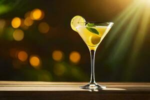 une cocktail avec une tranche de citron et menthe. généré par ai photo