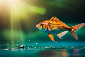 une poisson est nager dans le l'eau. généré par ai photo