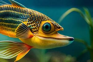 une poisson avec une gros bouche et gros yeux. généré par ai photo