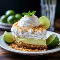 clé citron vert tarte avec Graham biscuit salé croûte, une acidulé et rafraîchissant dessert photo