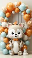 mignonne dessin animé animal ballon Cadre pour enfants' anniversaires photo