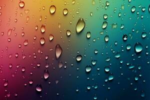 une Contexte rempli avec petit gouttes de pluie plus de une pente de couleurs ai généré photo