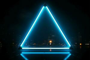 contemporain néon style avec une bleu triangulaire conception élément ai généré photo