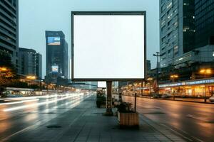 Urbain La publicité espace une considérable Vide panneau d'affichage dans le ville ai généré photo