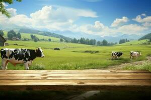 au milieu de en bois alentours, contenu vaches trouver une paisible pâturage espace ai généré photo