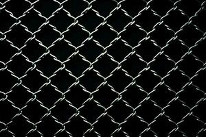 la grille de chaîne lien engrener clôture contre une noir toile de fond ai généré photo