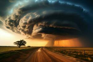 dans le cœur de le génial plaines, une redoutable orage ai généré photo