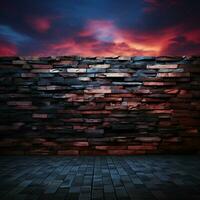 une mur de crépuscule teintes, avec briques incorporant une sens de tamisé drame pour social médias Publier Taille ai généré photo