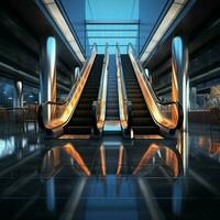 concentré vue escalier mécanique détail dans moderne bâtiment ou métro station environnement pour social médias Publier Taille ai généré photo