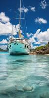 magnifique yacht sur le cote d'azur. océan. génératif ai photo