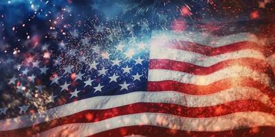 juillet 4e est indépendance journée de le uni États de Amérique. bannière. génératif ai photo