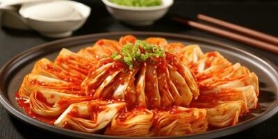 délicieux Kimchi plat dans coréen restaurant. génératif ai photo