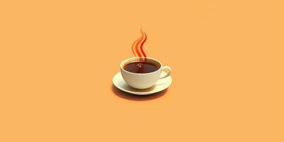 illustration tasse de parfumé cappuccino sur le table fermer. pastel Contexte. génératif ai photo