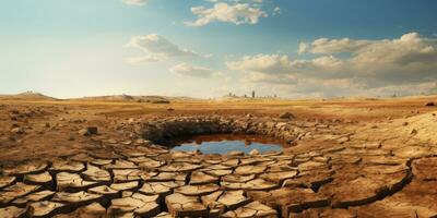 sécheresse, l'eau et écologie problème. l'eau rareté. génératif ai photo