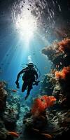 plongeur sous-marin, sous-marin monde. génératif ai photo