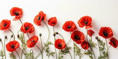 coquelicot journée. Mémoire de tout le soldats qui décédés dans guerres impliquant génial grande-bretagne. génératif ai photo