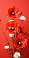 coquelicot journée. Mémoire de tout le soldats qui décédés dans guerres impliquant génial grande-bretagne. génératif ai photo