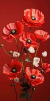 coquelicot journée. Mémoire de tout le soldats qui décédés dans guerres impliquant génial grande-bretagne. génératif ai photo