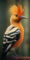 huppe oiseau sur une branche fermer. génératif ai photo