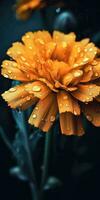 tagetes fleur proche en haut. photo pour une carte postale. génératif ai