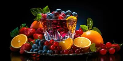 Frais fruit limonade délicieux des fruits, correct nutrition. génératif ai photo
