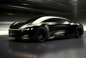 ai génératif noir futuriste voiture concept arrière-plan, automobile bannière avec copie espace texte photo