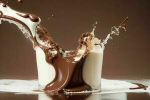 éclaboussure Lait et Chocolat. ai génératif pro photo