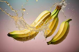 Frais banane dans l'eau éclaboussure. ai génératif pro photo