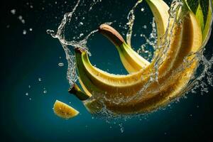 Frais banane dans l'eau éclaboussure. ai génératif pro photo