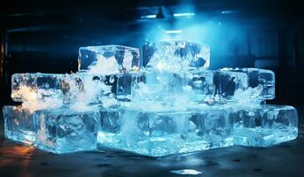 la glace cubes sur foncé Contexte. ai généré photo