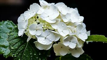 blanc Hortensia fermer avec génial détail. ai généré photo