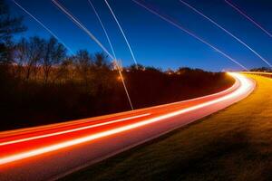 lumière les sentiers à nuit Contexte. ai génératif pro photo