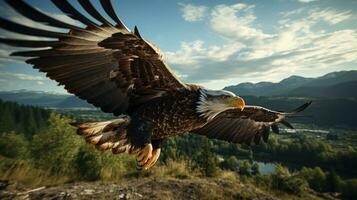 Aigle en volant dans le ciel ai généré photo