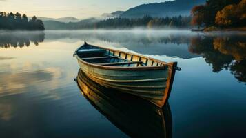 petit bateau sur Lac ai généré photo