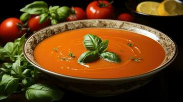 Frais tomate soupe ai généré photo