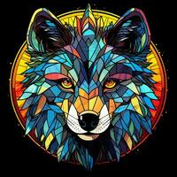 une Loup visage coloré verre T-shirt illustration Contexte photo